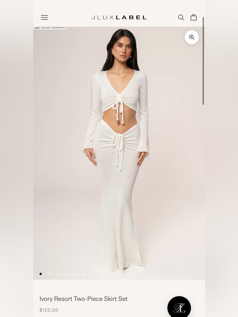 JLUXLABEL Ivory Drawstring Resort Two Piece Set